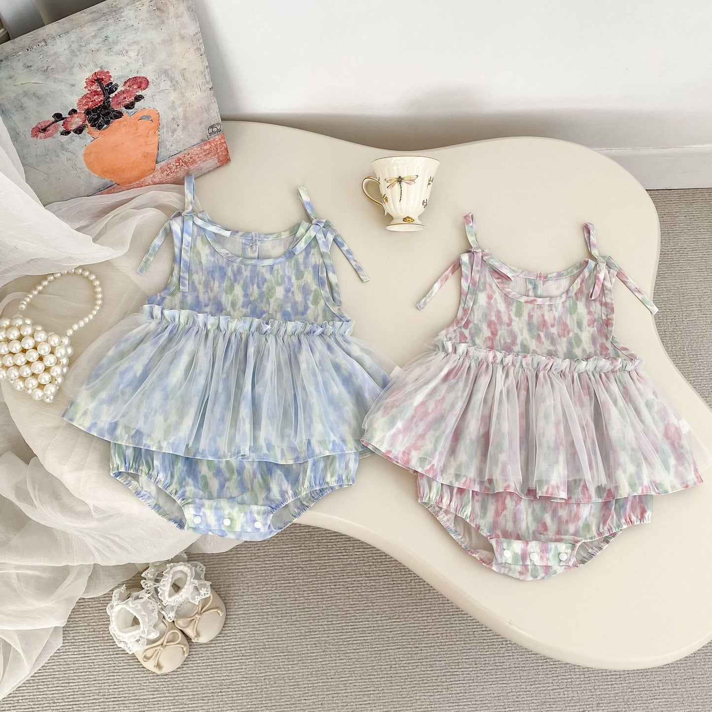 Summer Arrival Baby Girls Cute Tie Dye Sleeveless Dress Design Strap Onesies, MyKids-USA®, Baby One-Pieces, MyKids-USA -  -  -  -  -  -  - 