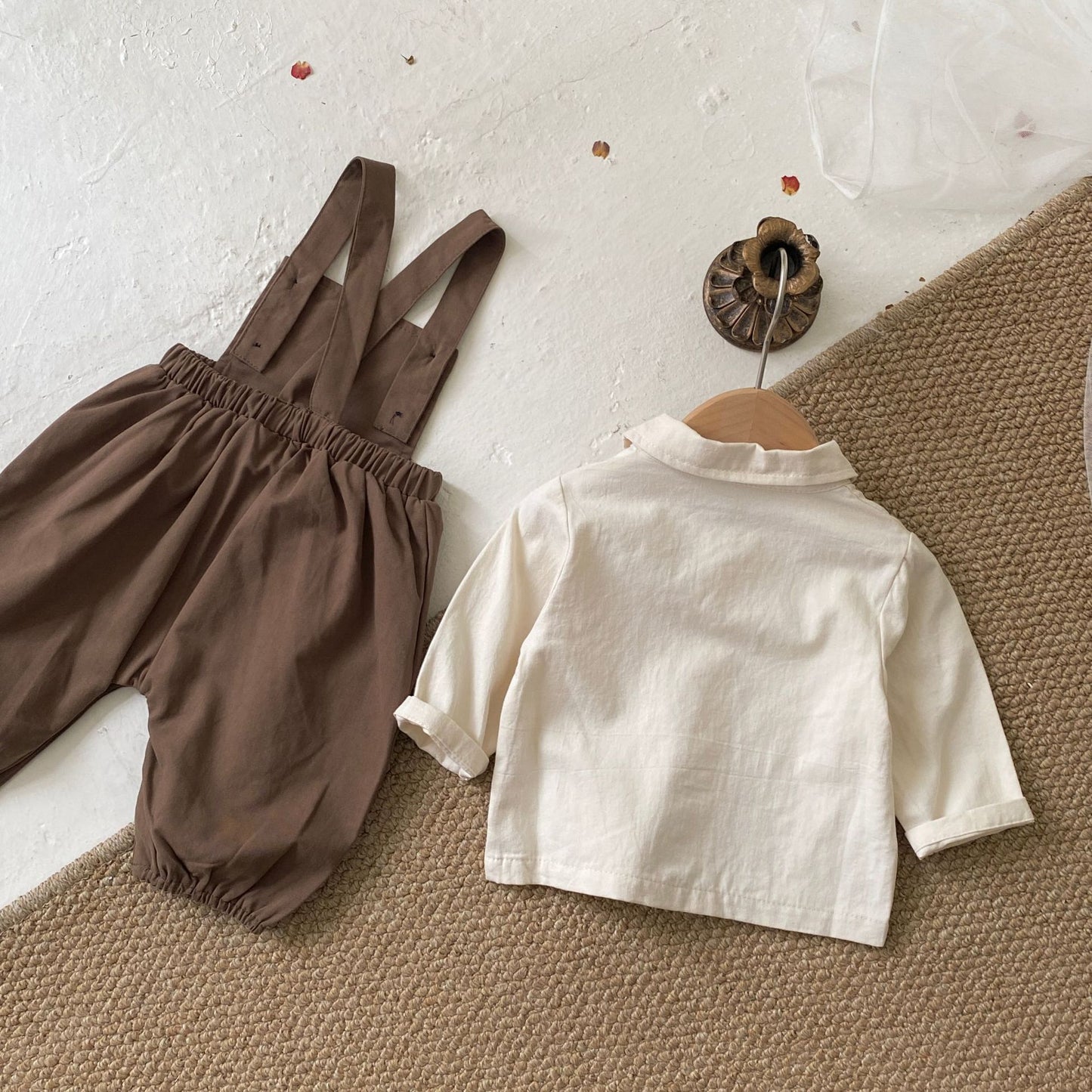 Spring and Autumn Baby Kids Single Breasted Long Sleeves Top and Sleeveless Onesies or Overalls Clothing Set, MyKids-USA®, Baby & Toddler Outfits, MyKids-USA - Size/Age - 66 (3-6M) - Color - Coffee -  -  - TR2509162318-B