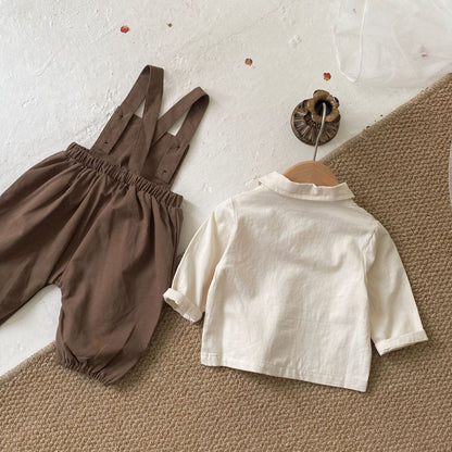 Spring and Autumn Baby Kids Single Breasted Long Sleeves Top and Sleeveless Onesies or Overalls Clothing Set, MyKids-USA®, Baby & Toddler Outfits, MyKids-USA - Size/Age - 66 (3-6M) - Color - Coffee -  -  - TR2509162318-B