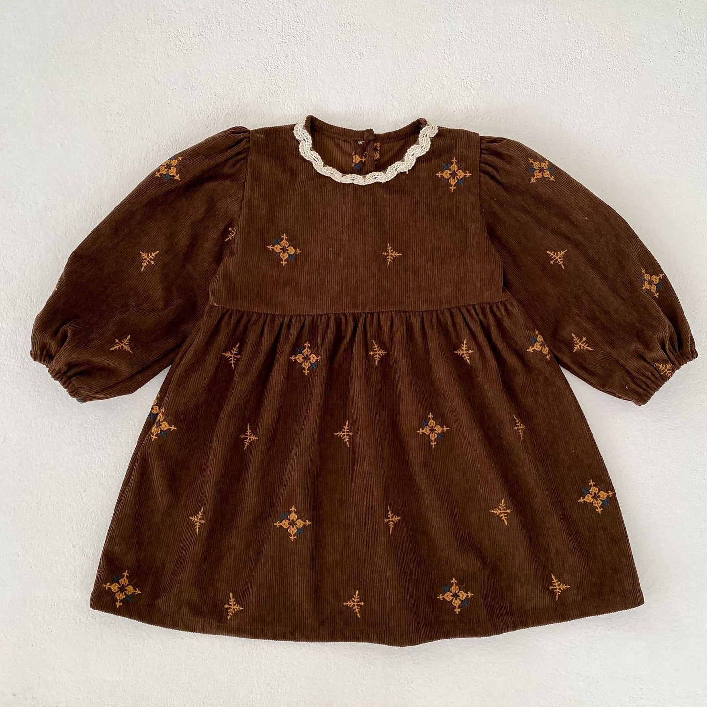 MyKids-USA® Autumn Embroidery Pattern Baby Kids Girls Princess Long Sleeves Dress