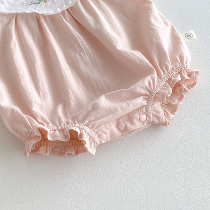 Summer Arrival Baby Girls Color Patchwork Flowers Embroidered Short Sleeves Onesies, MyKids-USA®, Baby One-Pieces, MyKids-USA -  -  -  -  -  -  - 