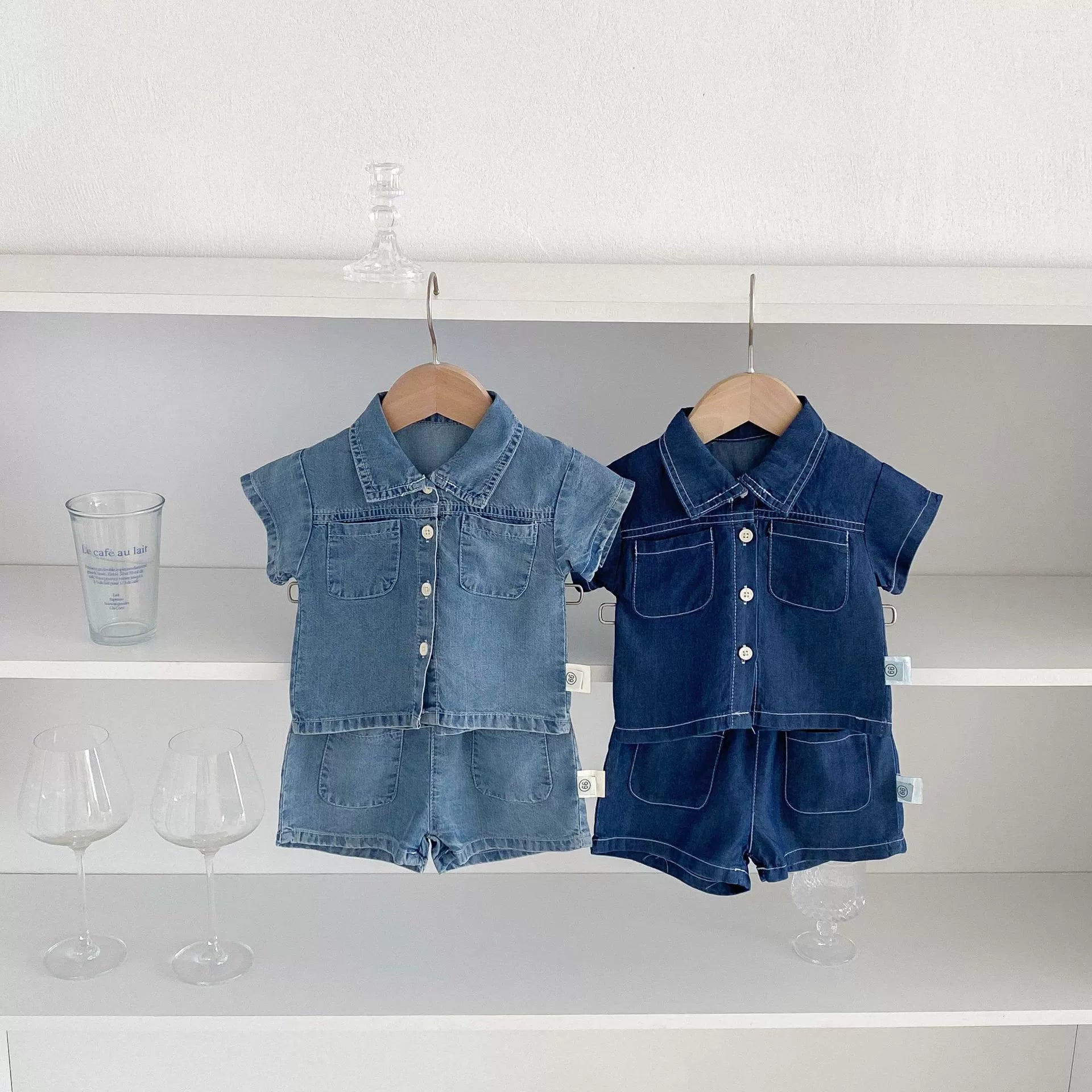 Summer Hot Selling Baby Kids Boys Short Sleeves Denim Single Breasted Top and Shorts Clothing Set, MyKids-USA®, Baby & Toddler Outfits, MyKids-USA -  -  -  -  -  -  - 