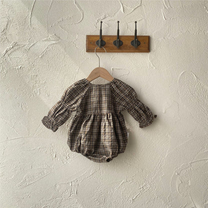 MyKids-USA® Autumn Arrival Baby Kids Girls Long Sleeves Vintage Plaid Bodysuit