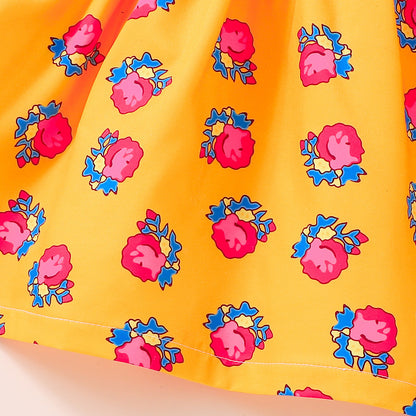 Design Summer Baby Kids Girls Sleeveless Flowers Pattern Dress with Hat