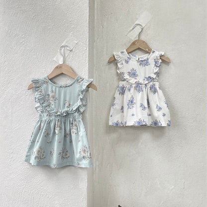 MyKids-USA® Summer Hot Selling Cute Flowers Pattern Sleeveless Dress for Stylish Girls