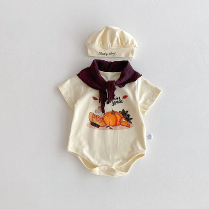 Summer Arrival Baby Unisex Cartoon Pattern Short Sleeves Onesies and Hat, MyKids-USA®, Baby & Toddler Outfits, MyKids-USA - Size/Age - 66 (3-6M) - Color - Apricot -  -  - TR2511042345-A