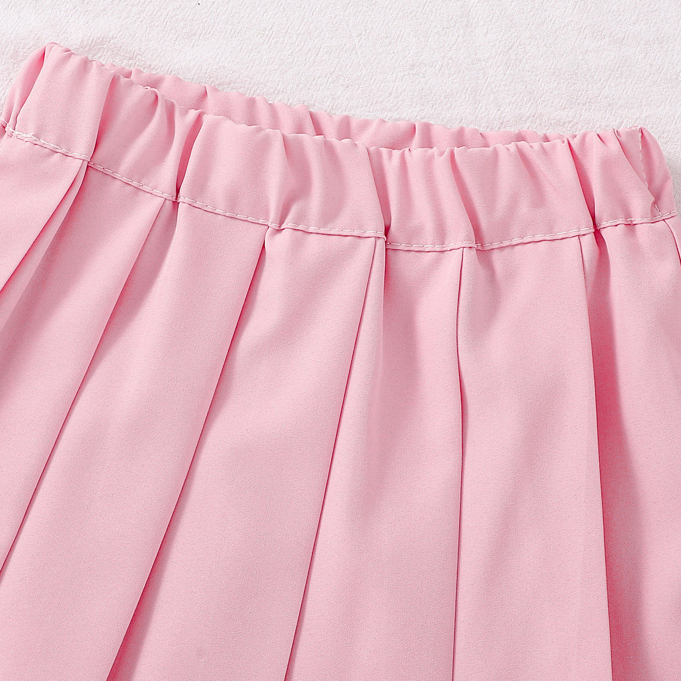 Summer Baby Kids Girls Short Sleeves Butterfly-bow Pattern Top and Pink Skirt Set