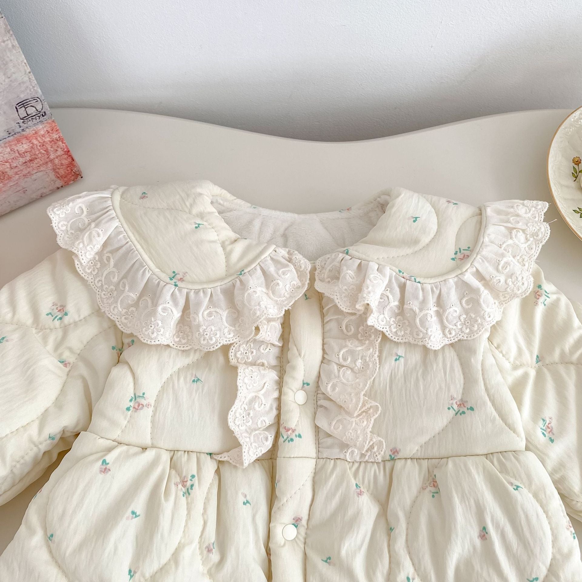 Winter Arrival Baby Girls Long Sleeves Floral Pattern Fleece-Lined Warm Rompers, MyKids-USA®, Baby One-Pieces, MyKids-USA -  -  -  -  -  -  - 