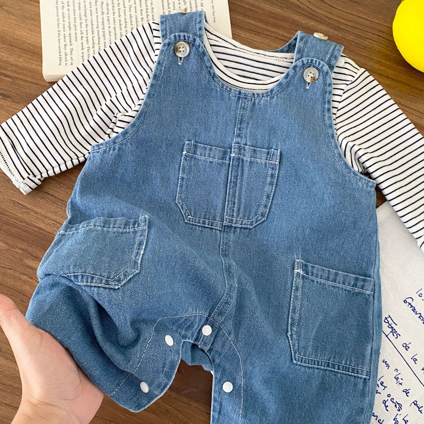 Spring and Autumn Baby Kids Unisex Striped Long Sleeves Top and Denim Sleeveless Overalls Clothing Set, MyKids-USA®, Baby & Toddler Outfits, MyKids-USA -  -  -  -  -  -  - 