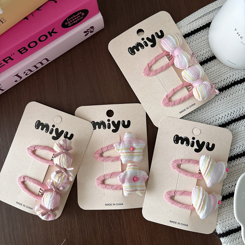 Collection of 2 Color Patchwork Striped Hair Clips