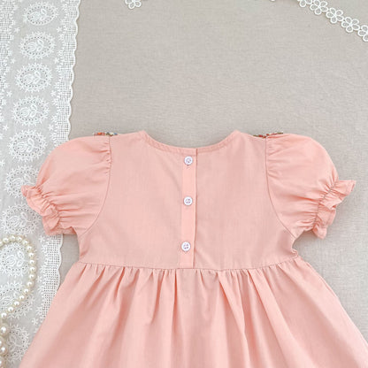 Summer Baby Girls French-style Flowers Pattern Short Sleeves Color Patchwork Onesies and Dress – Princess Sister Matching Set, MyKids-USA®, Baby & Toddler Dresses, MyKids-USA -  -  -  -  -  -  - 