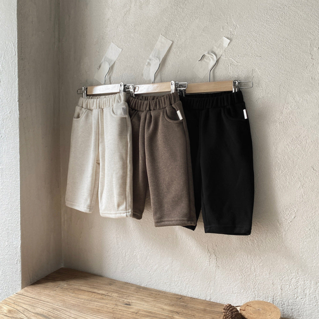 Baby Boy And Girl Solid Color Winter and Autumn Casual Thick Pants, MyKids-USA®, Trousers, MyKids-USA -  -  -  -  -  -  - .