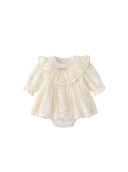 MyKids-USA® Autumn Arrival Baby Girls Long Sleeves Cute Flowers Pattern Tulle Onesies Dress
