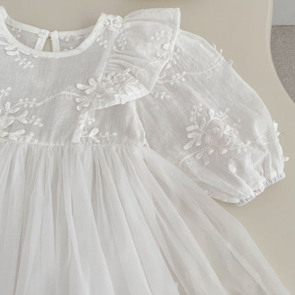 Baby Girls Solid Color Long Sleeves Flowers Pattern Tulle Onesies Dress, MyKids-USA®, Baby & Toddler Dresses, MyKids-USA -  -  -  -  -  -  - 