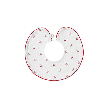 Adorable Flowers and Fruits Pattern Cotton Blend Snap-on Round Shaped Bib, MyKids-USA®, Bibs, MyKids-USA® - Size/Age - M (1-3Y) - Color - White -  -  - TR2604242318-G.