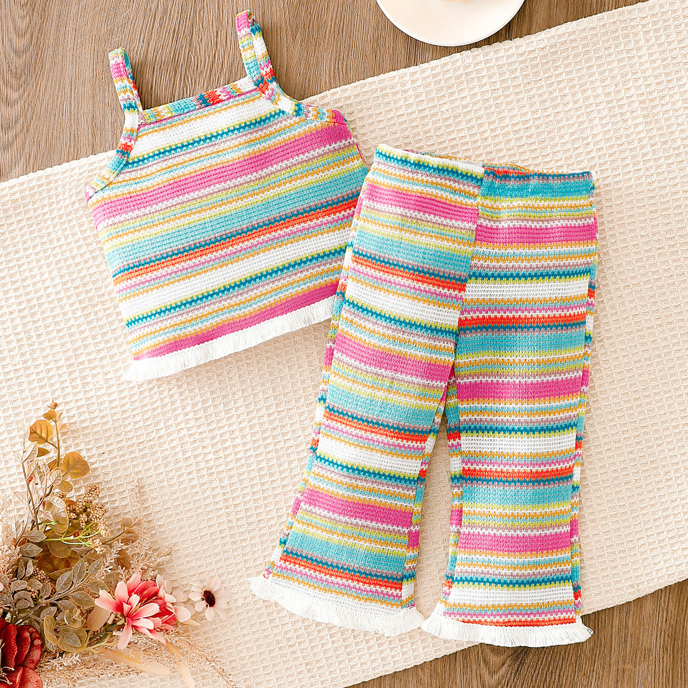 Arrival Summer Baby Kids Girls Sleeveless Striped Pattern Vest and Flared Pants Clothing Set, MyKids-USA®, Baby & Children's Outfits, MyKids-USA - Size/Age - 73 (6-9M) - Color - Pink -  -  - TR2605212357-A.