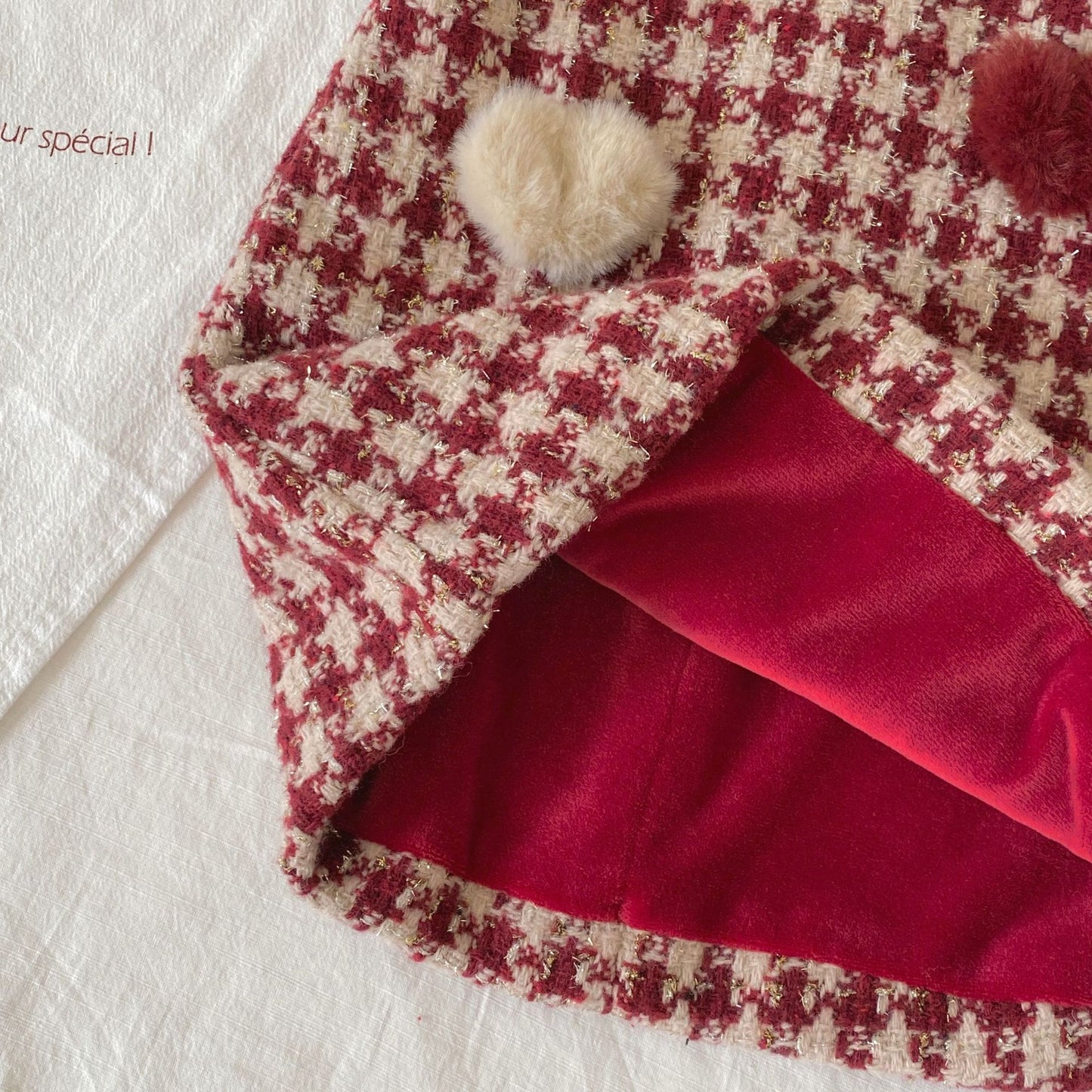 Winter and Autumn Baby Kids Girls Long Sleeves Knitted Sweater and Houndstooth Sleeveless Dress Clothing Set