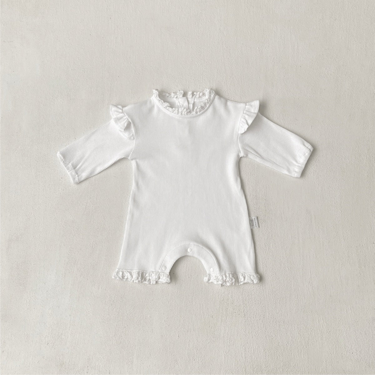 MyKids-USA® Autumn Hot Selling Baby Unisex Solid Color Ruffle Neck Long Sleeves Romper