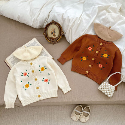 Baby Girl Flower Embroidered Design Cardigans