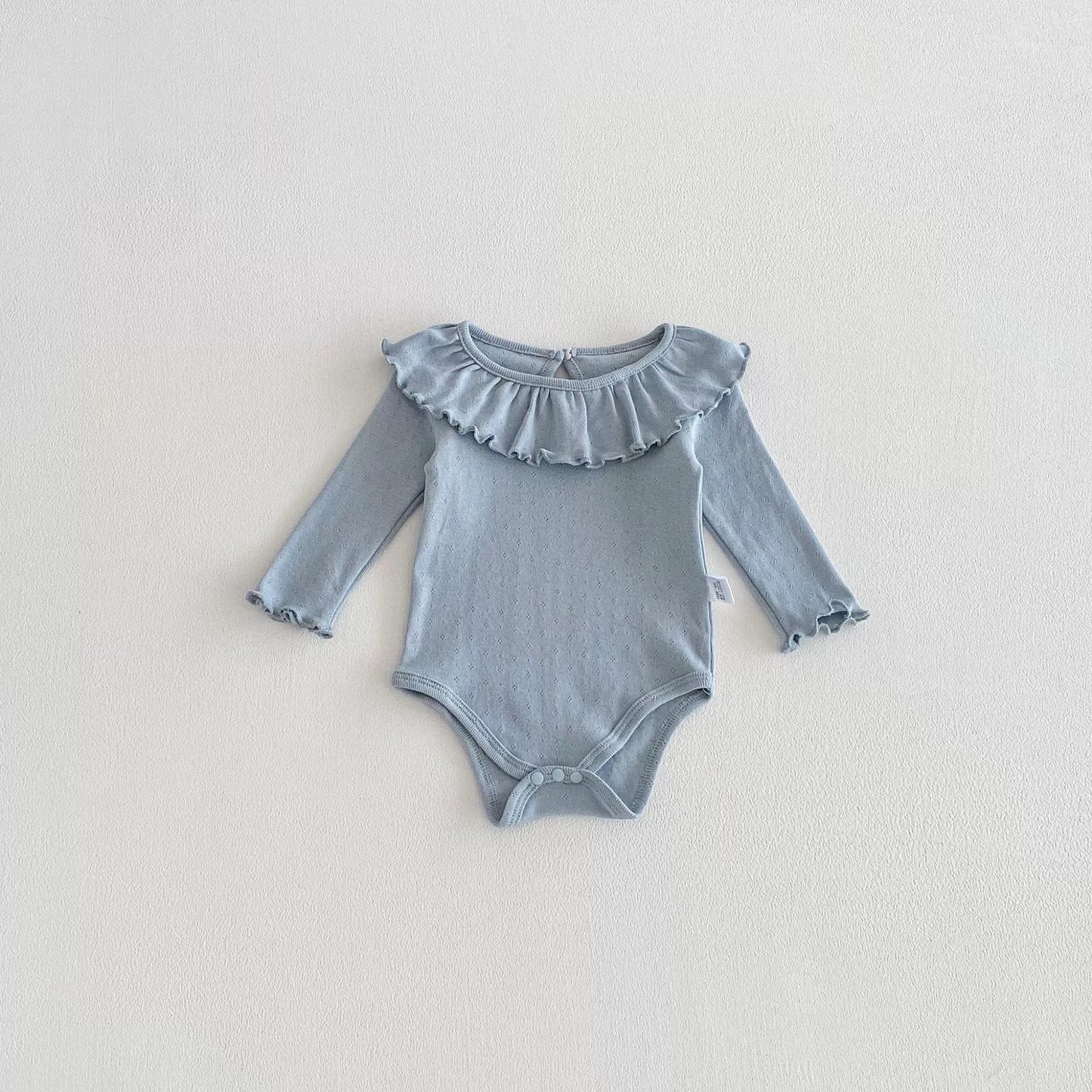 Spring Arrival Baby Girls Long Sleeves Solid Color Bodysuit with Collar, MyKids-USA®, Bodysuits, MyKids-USA - Size/Age - 66 (3-6M) - Color - Blue -  -  - TR2603152201-B.
