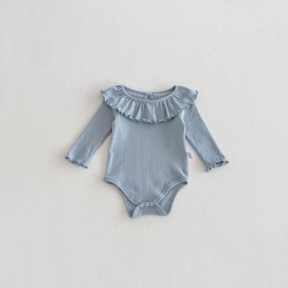 Spring Arrival Baby Girls Long Sleeves Solid Color Bodysuit with Collar, MyKids-USA®, Bodysuits, MyKids-USA - Size/Age - 66 (3-6M) - Color - Blue -  -  - TR2603152201-B.