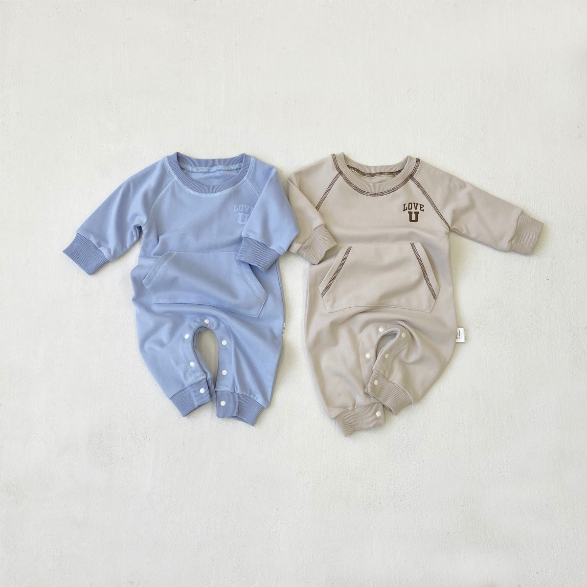 MyKids-USA® Autumn Hot Selling Baby Unisex Letters Pattern Pocketed Long Sleeves Romper