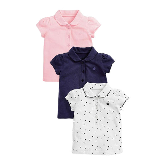 Kids’ Clothing: Summer Collection – Collar Flip Pure Cotton Star Logo Children’s T-Shirt