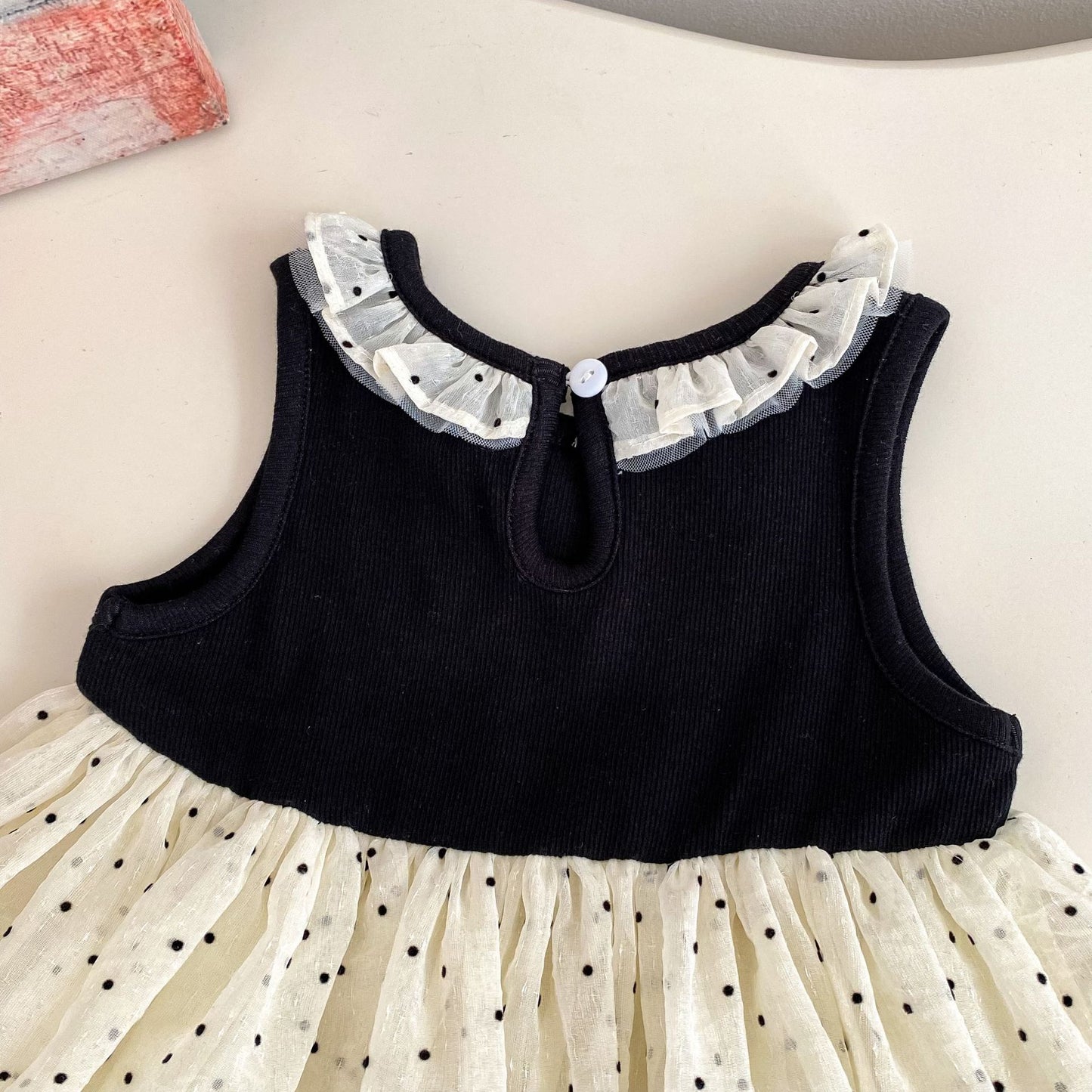 Summer Baby Kids Girls Sleeveless Dots Pattern Color Patchwork Dress