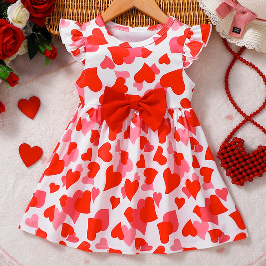 Summer Baby Kids Girls Fly Sleeves Hearts Pattern Red Dress, MyKids-USA®, Baby & Children's Dresses, MyKids-USA -  -  -  -  -  -  - .