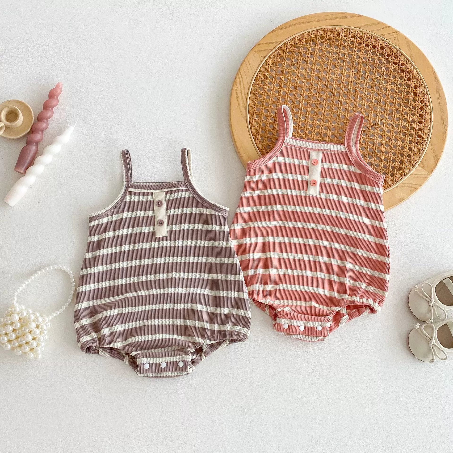 Summer Arrival Baby Unisex Casual Striped Sleeveless Onesies, MyKids-USA®, Baby One-Pieces, MyKids-USA -  -  -  -  -  -  - 