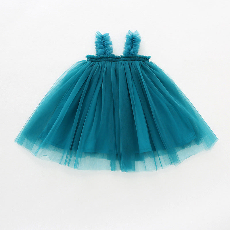Summer Baby Kids Girls Sleeveless Plain Tulle Strap Dress, MyKids-USA®, Baby & Children's Dresses, MyKids-USA - Size/Age - 80 (9-12M) - Color - Blue -  -  - TR2605162234-B.
