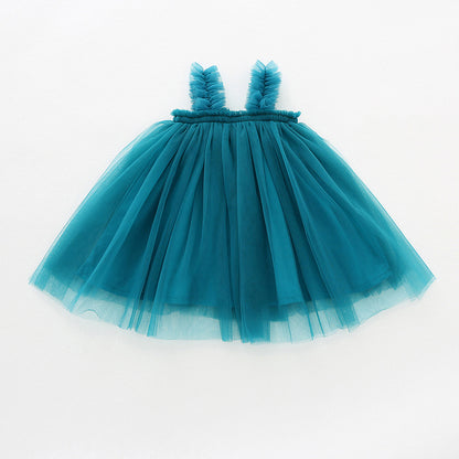 Summer Baby Kids Girls Sleeveless Plain Tulle Strap Dress, MyKids-USA®, Baby & Children's Dresses, MyKids-USA - Size/Age - 80 (9-12M) - Color - Blue -  -  - TR2605162234-B.