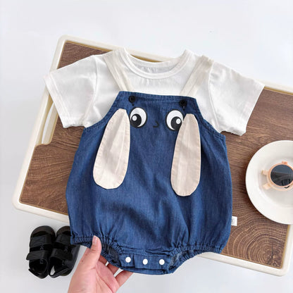 Summer Arrival Baby Kids Unisex Sleeveless Rabbit Cartoon Strap Onesies Overalls and White T-Shirt Clothing Set, MyKids-USA®, Baby & Toddler Outfits, MyKids-USA - Size/Age - 66 (3-6M) - Color - Navy Blue (Dark Blue) -  -  - TR2506072051-A