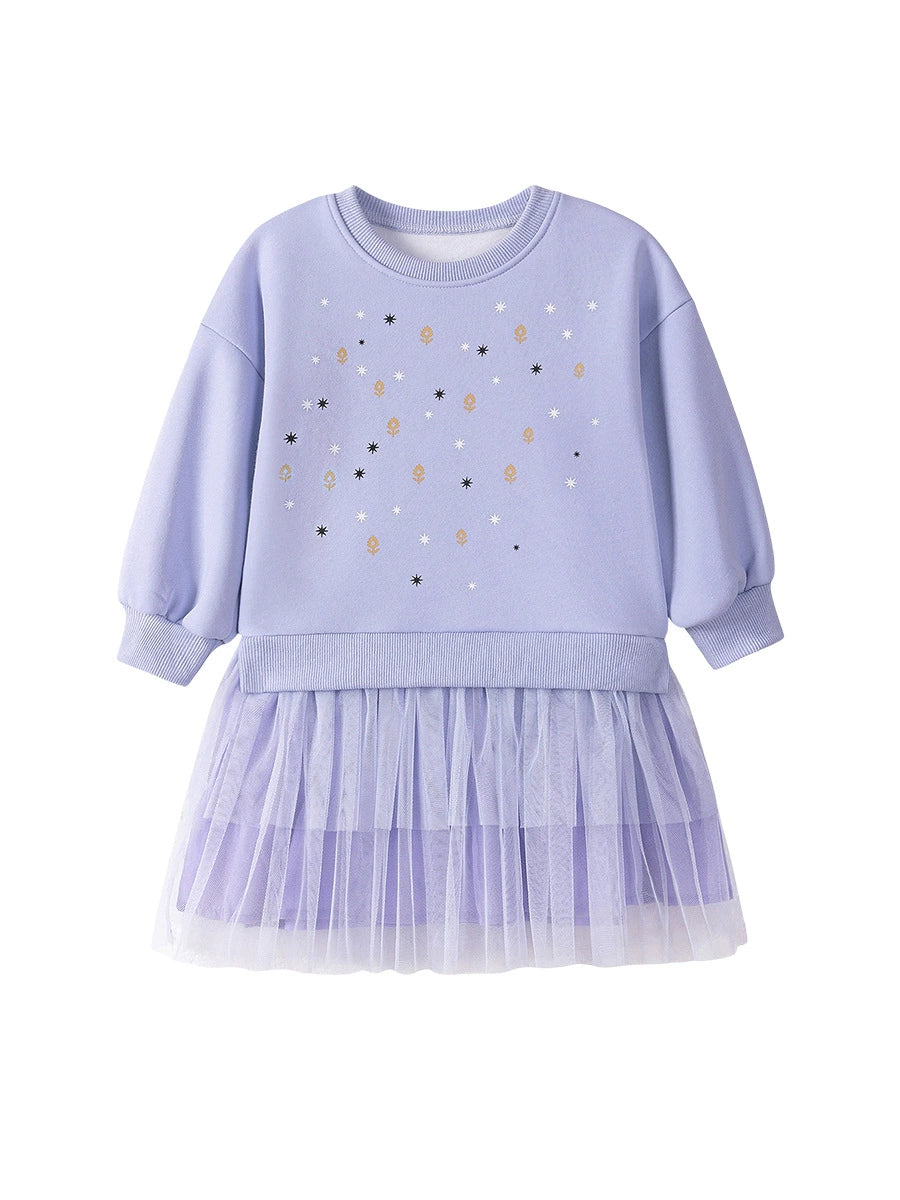 Autumn Arrival Geometric and Flowers Pattern Long Sleeves Crew Neck Dress for Stylish Girls, MyKids-USA®, Baby & Toddler Dresses, MyKids-USA -  -  -  -  -  -  - 