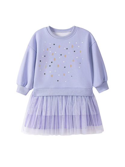 Autumn Arrival Geometric and Flowers Pattern Long Sleeves Crew Neck Dress for Stylish Girls, MyKids-USA®, Baby & Toddler Dresses, MyKids-USA -  -  -  -  -  -  - 