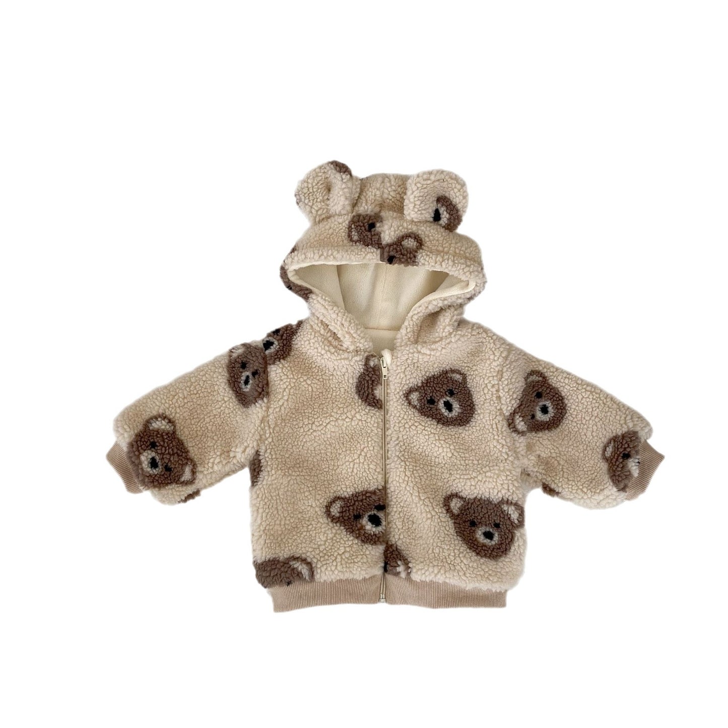 Baby Unisex Little Bear Head Thickened Warm Winter Plush Coat