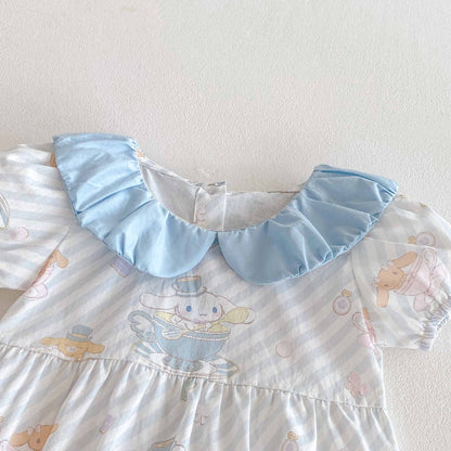 Summer Arrival Baby Girls Cute Cartoon Pattern Short Sleeves Striped Onesies, MyKids-USA®, Baby One-Pieces, MyKids-USA -  -  -  -  -  -  - 