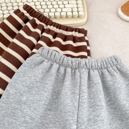 Autumn and Winter Arrival Casual Style Striped Pattern Fleece-Lined Pants for Baby and Kids, MyKids-USA®, Trousers, MyKids-USA -  -  -  -  -  -  - 