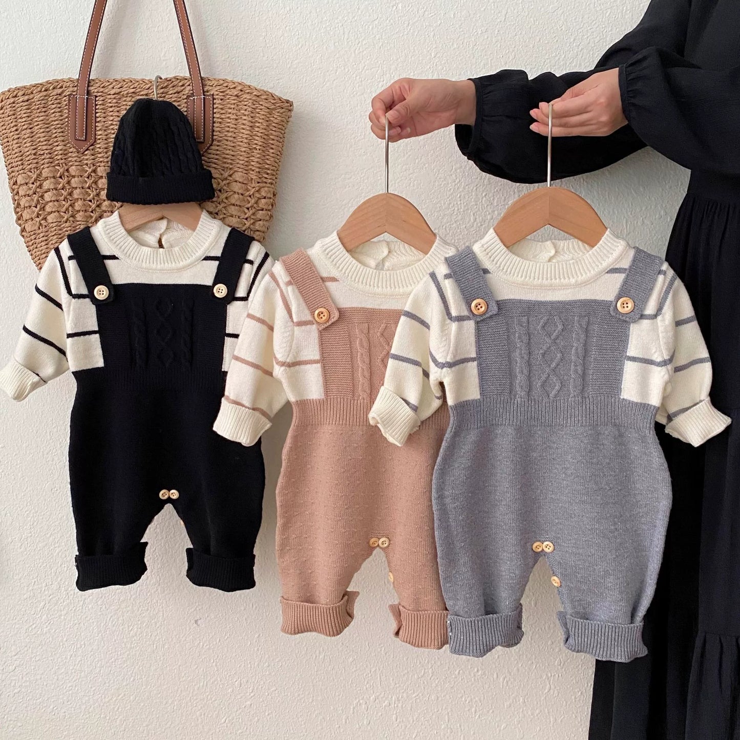 Autumn and Winter Arrival Baby Unisex Long Sleeves Casual Striped Pattern Color Patchwork Knitted Rompers, MyKids-USA®, Baby One-Pieces, MyKids-USA -  -  -  -  -  -  - 