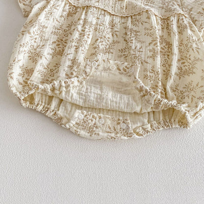 Summer Arrival Baby Girls Short Sleeves Vintage Floral Bodysuit, MyKids-USA®, Bodysuits, MyKids-USA -  -  -  -  -  -  - .