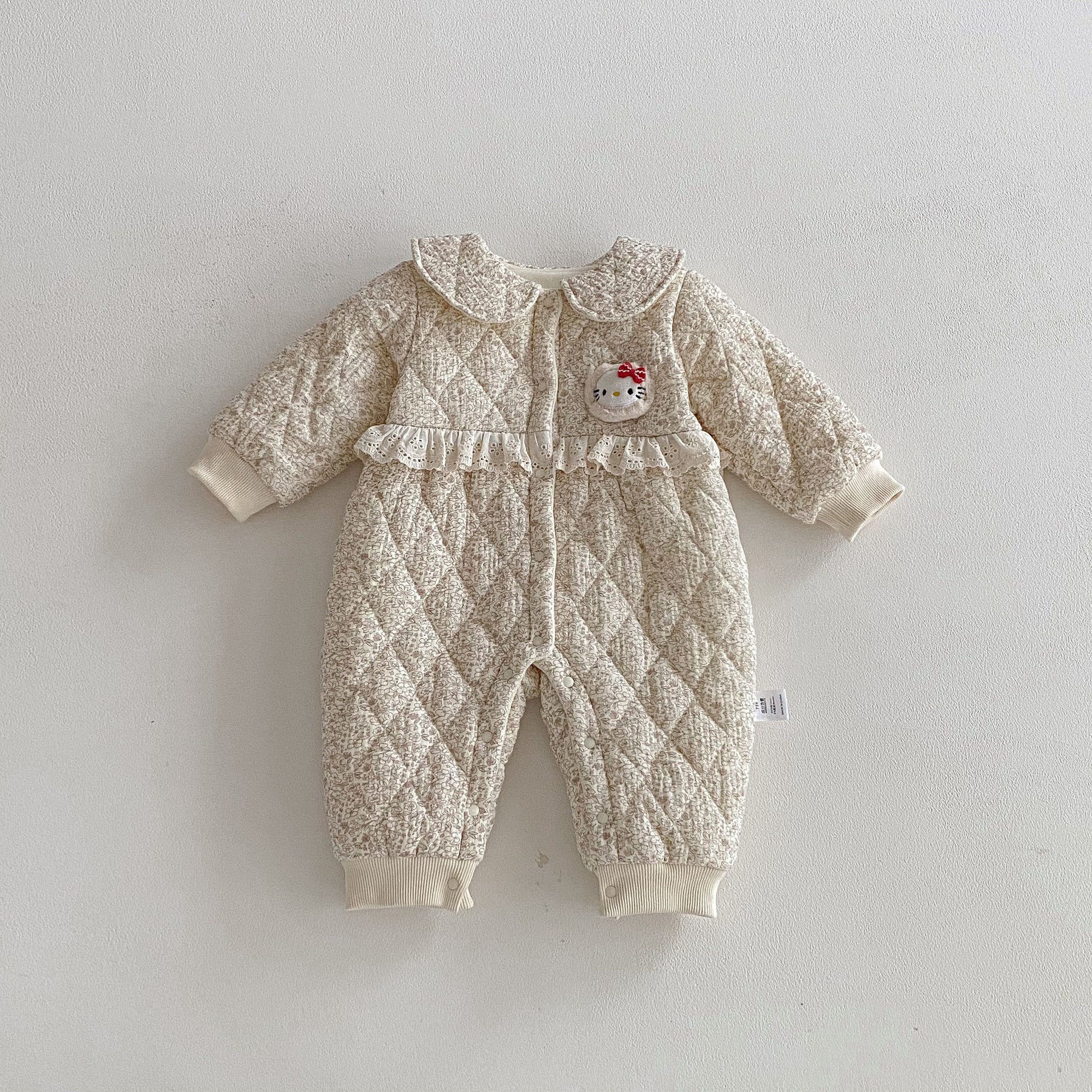 Winter Arrival Baby Girls Long Sleeves Floral and Argyle Pattern Fleece-line Warm Rompers, MyKids-USA®, Baby One-Pieces, MyKids-USA -  -  -  -  -  -  - 