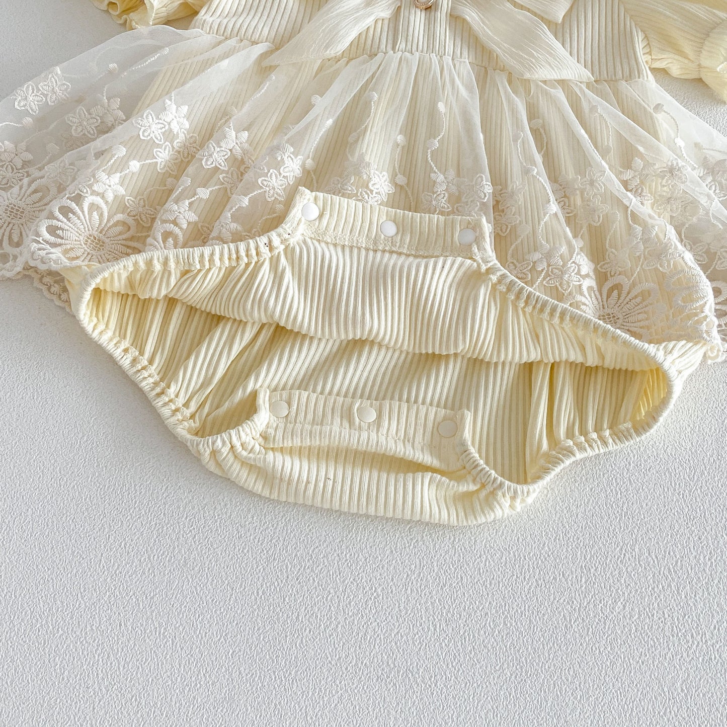 Design Summer Baby Kids Girls Short Sleeves Flowers Embroidery Pattern Tulle Bodysuit Dress