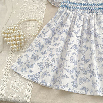 Summer Girls Arrival Butterfly Pattern Short Sleeves Onesies and Girls’ Dress – Princess Sister Matching Set, MyKids-USA®, Baby & Toddler Dresses, MyKids-USA -  -  -  -  -  -  - 