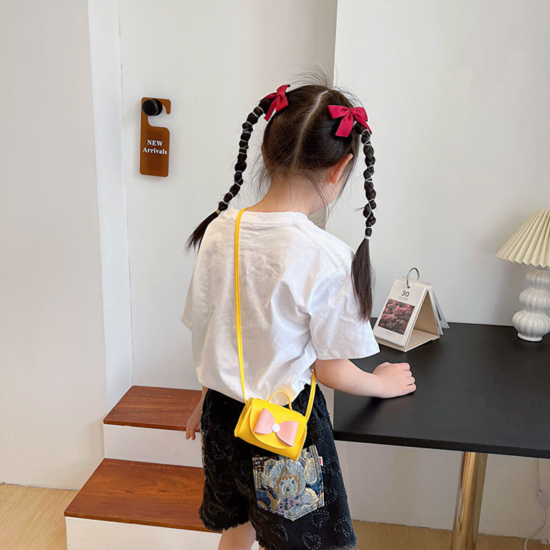 Fashionable Mini Carry-On Girls’ Portable PU Crossbody Handbag With Bow