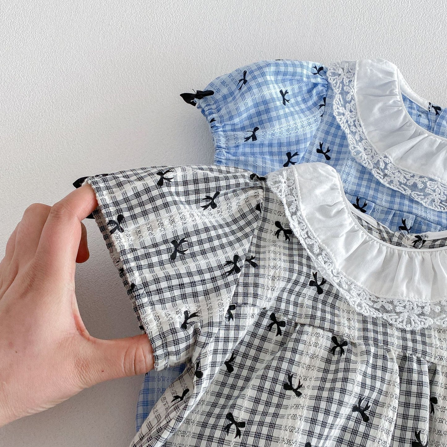 Summer Arrival Baby Girls Short Sleeves Plaid Pattern Vintage Bodysuit, MyKids-USA®, Baby One-Pieces, MyKids-USA -  -  -  -  -  -  - .