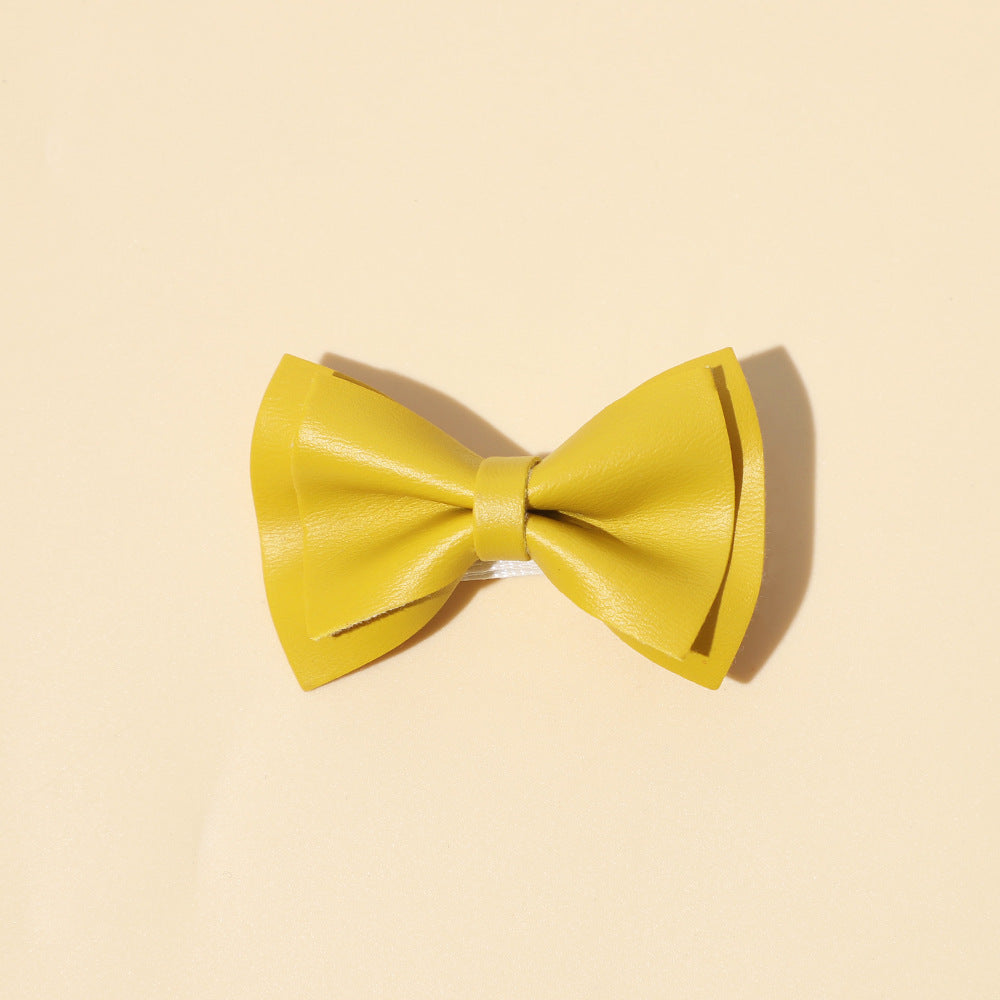 Girls Plain Solid Color Bow Tie Hair Clips Handmade Cloth Accessory