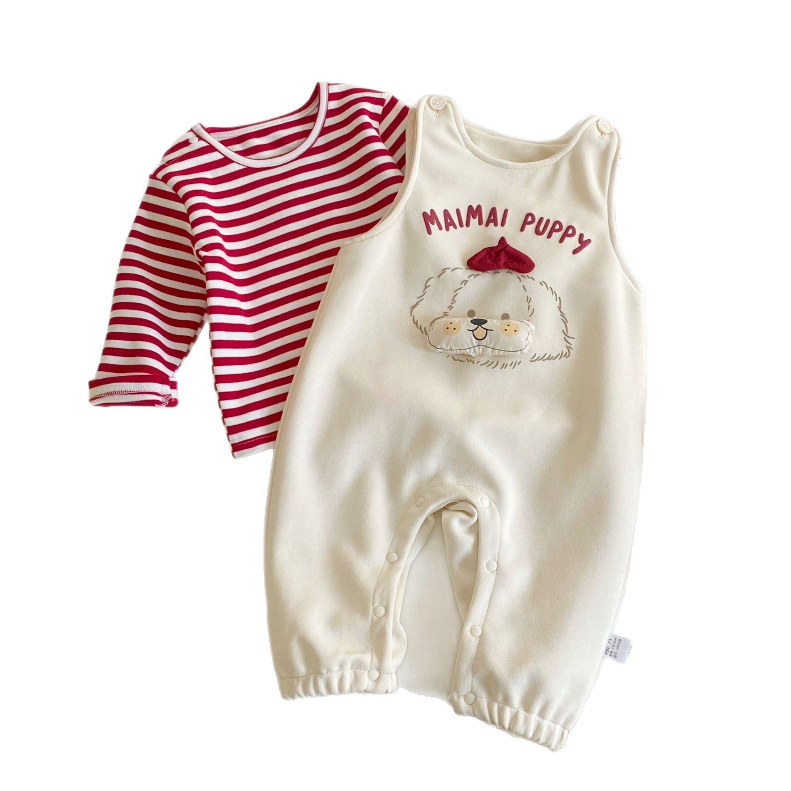 Spring and Autumn Baby Kids Unisex Long Sleeves Striped Top and Cartoon Sleeveless Overalls Clothing Set, MyKids-USA®, Baby & Toddler Outfits, MyKids-USA -  -  -  -  -  -  - .