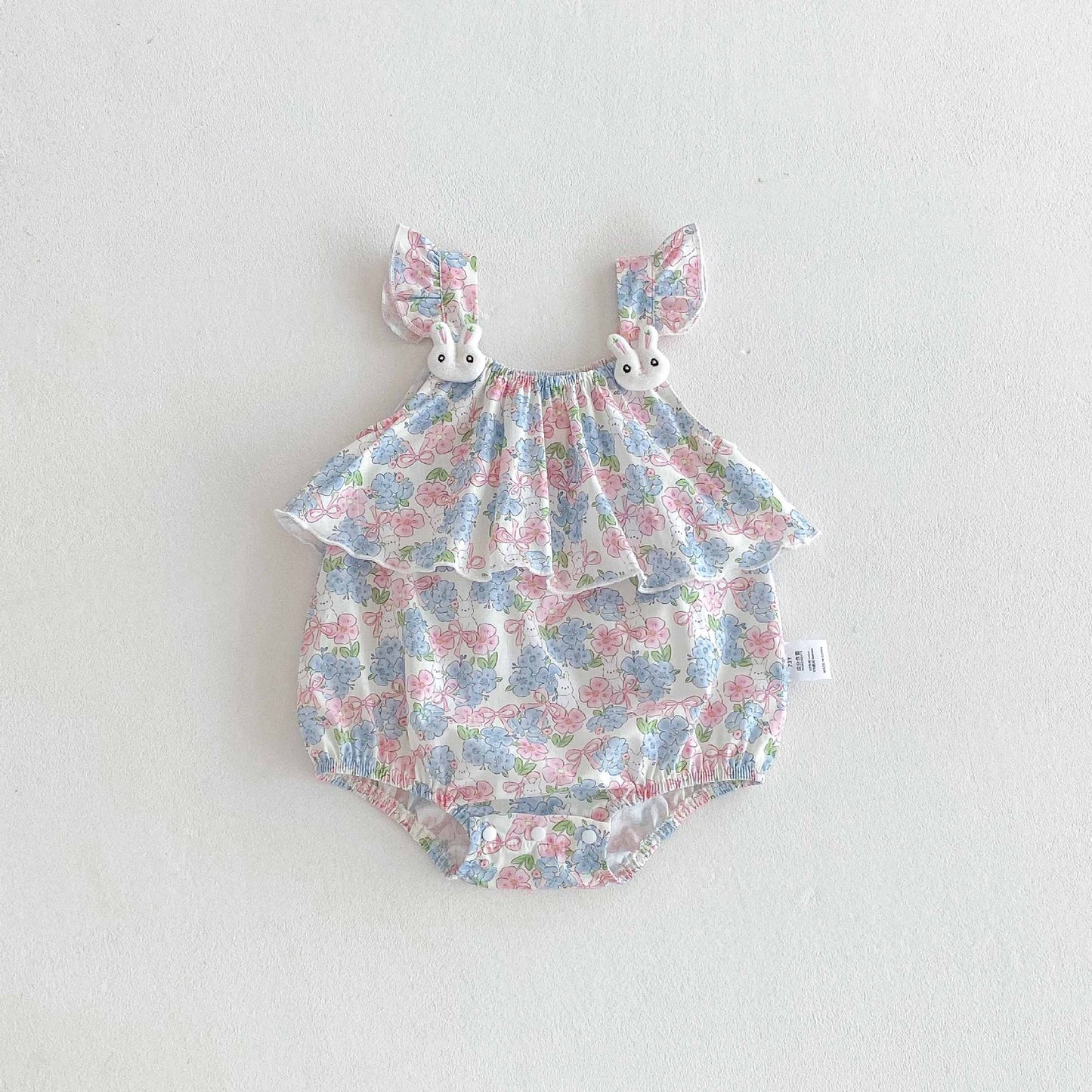 Summer Arrival Baby Girls Cute Floral Sleeveless Ruffle Design Onesies, MyKids-USA®, Baby One-Pieces, MyKids-USA - Size/Age - 66 (3-6M) - Color - Light Blue -  -  - TR2504192122-A