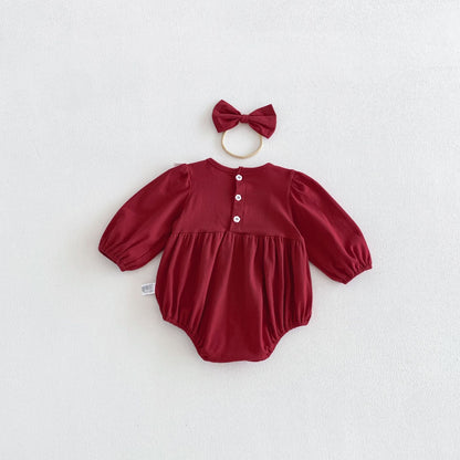 MyKids-USA® Autumn Arrival Baby Girls Long Sleeves Cute Color Patchwork Embroidered Bodysuit