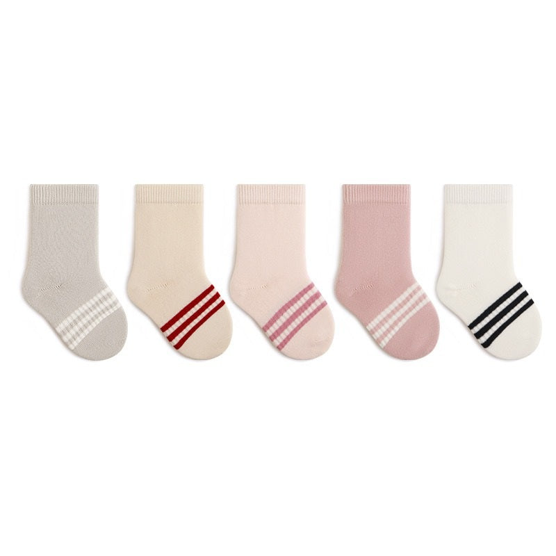 Autumn and Spring Baby Boys and Girls Cute Cartoon and Striped Pattern Socks 1 Lot=5-Pair Set, MyKids-USA®, Baby & Toddler Socks & Tights, MyKids-USA - Size/Age - S (0-1Y) - Color - Light Pink -  -  - TR2601311047-F.